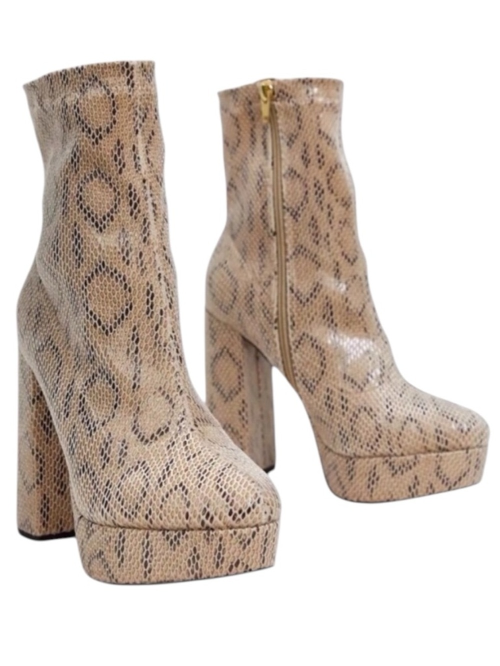 ASOS Blake Platform Ankle Sock Boots in Tan Snake Size- UK 6/ US 8